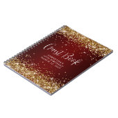 Gold Glitzer Dark Red Ombre 40th Birthday Guest Notizblock (Linke Seite)
