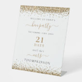 Gold Glitzer Days bis Mrs. Name Willkommen Hen Do Sockelschild (Vorderseite)
