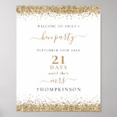 Gold Glitzer Days Bis Mrs. Name Willkommen Hen Par Poster (Vorne)