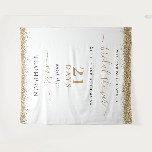 Gold Glitzer Days to Wedding Welcome Brautparty Wandteppich (Vorderseite (Horizontal))