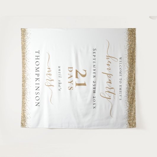 Gold Glitzer Days to Wedding Welcome Hen Party Wandteppich (Vorderseite (Horizontal))