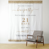 Gold Glitzer Days to Wedding Welcome Hen Party Wandteppich (Beispiel)