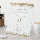 Gold Glitzer Days zu Mrs. Welcome Brautparty Sockelschild (In Situ)