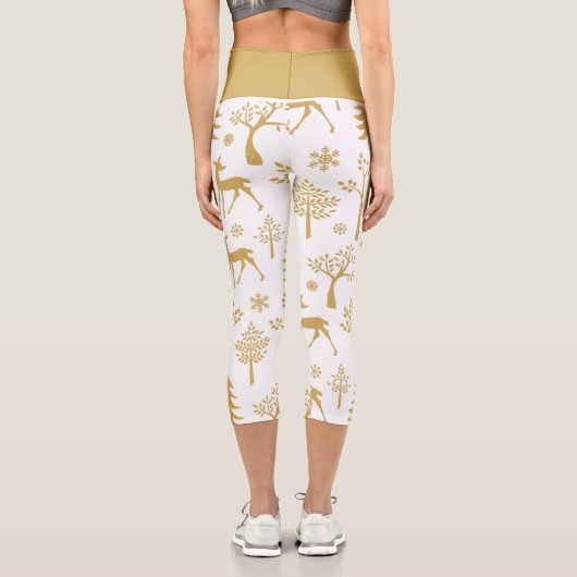 Gold Glitzer Deer Capri Leggings (Rückseite)