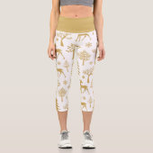 Gold Glitzer Deer Capri Leggings (Vorderseite)