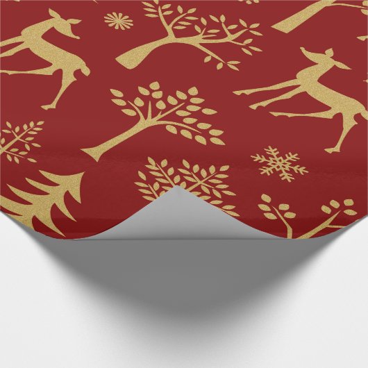 Gold Glitzer Deer Geschenkpapier (Ecke)