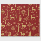 Gold Glitzer Deer Geschenkpapier (Flach)