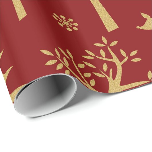 Gold Glitzer Deer Geschenkpapier (Rolleneckpunkt)