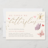 Gold Glitzer, den er mir Brautparty gibt Einladung (Vorderseite)