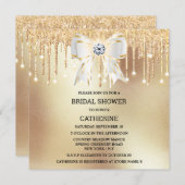 Gold Glitzer Diamant Weißbuschimmer-Lichter Einladung (Vorne/Hinten)
