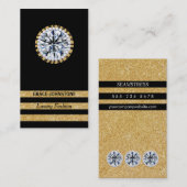 Gold Glitzer, Diamanten und Perlen | Aktuell Visitenkarte (Vorne/Hinten)
