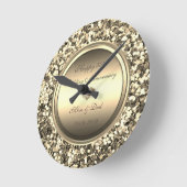 Gold Glitzer Diamond 50 Jahre Hochzeit Runde Wanduhr (Winkel)