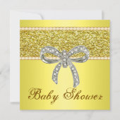 Gold Glitzer Diamond Bow Kinderdusche Einladung (Vorderseite)