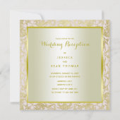 Gold Glitzer, Diamond Gem & Bow Hochzeitsempfang Einladung (Rückseite)
