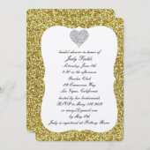 Gold Glitzer Diamond Heart Brautparty laden Einladung (Vorne/Hinten)