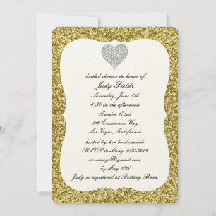 Gold Glitzer Diamond Heart Brautparty laden Einladung