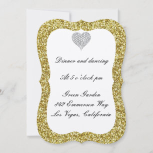 Gold Glitzer Diamond Heart Empfang Card Einladung