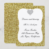 Gold Glitzer Diamond Heart Empfang Card Einladung (Vorne/Hinten)