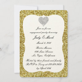 Gold Glitzer Diamond Heart Engagement Party einlad Einladung