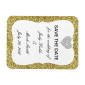 Gold Glitzer Diamond Heart speichern Datum Magnet (Horizontal)