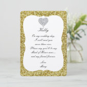 Gold Glitzer Diamond Heart Trauzeugin Card Einladung (Stehend Vorderseite)