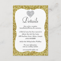 Gold Glitzer Diamond Heart Wedding Details