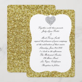 Gold Glitzer Diamond Heart Wedding Einladung (Vorne/Hinten)