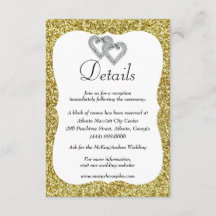 Gold Glitzer Diamond Hearts Hochzeitsdetails