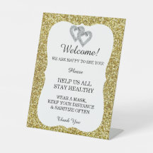 Gold Glitzer Diamond Hearts Wedding Safety