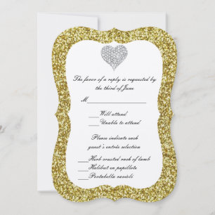 Gold Glitzer Diamond Heftansprechkarte Einladung