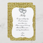 Gold Glitzer Diamond Trauzeugin Card Einladung (Vorne/Hinten)