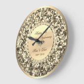 Gold Glitzer Diamonds 25. Hochzeitstag Große Wanduhr (Winkel)