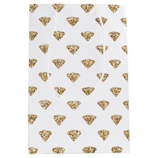 Gold Glitzer Diamonds Mittlere Geschenktüte (Vorderseite)
