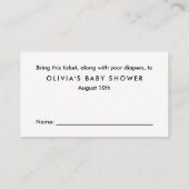 Gold Glitzer Diaper Raffel Ticket Begleitkarte (Rückseite)