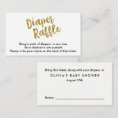 Gold Glitzer Diaper Raffel Ticket Begleitkarte (Vorne/Hinten)