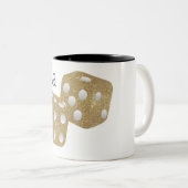 Gold Glitzer Dice Personalisierter Name Zweifarbige Tasse (VorderseiteRechts)