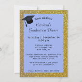 Gold Glitzer Dinner Blue Abschluss Einladung (Vorderseite)