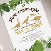 Gold Glitzer Dinosaurier Tropenwald Geburtstag Einladung