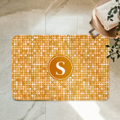 Gold Glitzer Disco Ball Monogram Badematte
