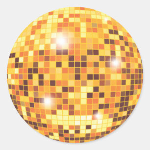 Gold Glitzer Disco Ball Round Sticker
