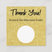 Gold Glitzer Discount Scratch Off Danke Card Quadratische Visitenkarte (Vorderseite)