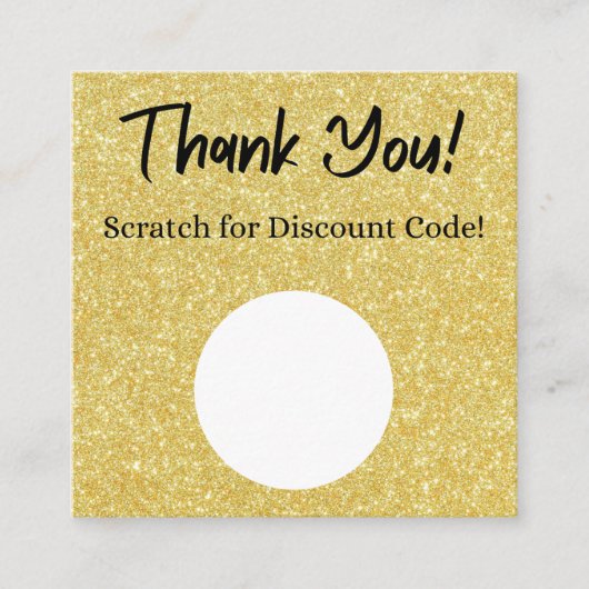 Gold Glitzer Discount Scratch Off Danke Card Quadratische Visitenkarte (Vorderseite)