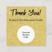 Gold Glitzer Discount Scratch Off Danke Card Quadratische Visitenkarte (Vorderseite)