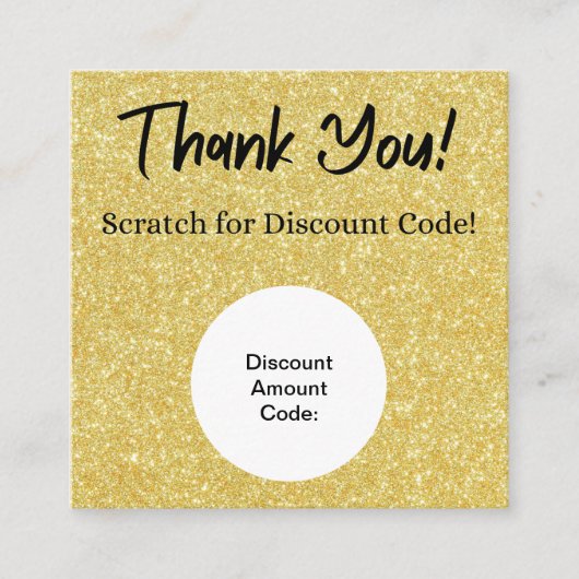Gold Glitzer Discount Scratch Off Danke Card Quadratische Visitenkarte (Vorderseite)