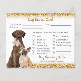 Gold Glitzer Dog Grooming Report Card Flyer