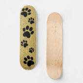 Gold Glitzer Dog Paw Prints Modern Girly Sparkle Skateboard (Vorderseite)