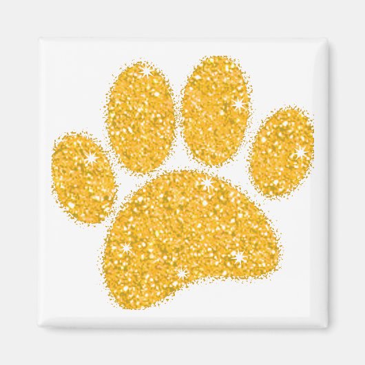 Gold Glitzer Dog Pawprint Magnet (Vorne)