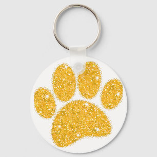 Gold Glitzer Dog Pawprint Schlüsselanhänger