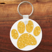 Gold Glitzer Dog Pawprint Schlüsselanhänger (Vorderseite)