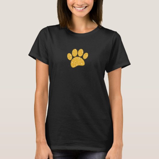 Gold Glitzer Dog Pawprint T-Shirt (Vorderseite)